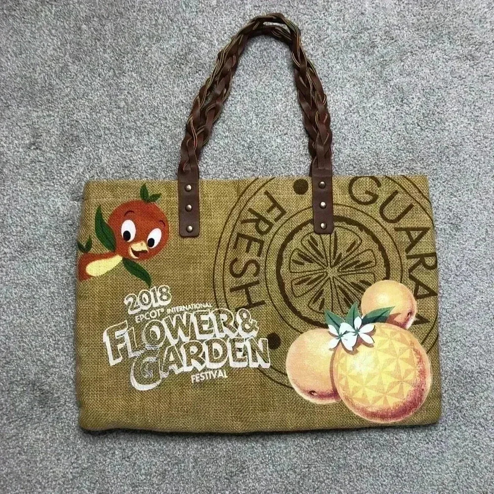 2018 Epcot Burlap Tote International Flowers & Garden Festival Hidden Mickey